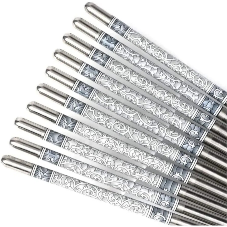 چاپستیک استیل طرح دار ۵ جفتی